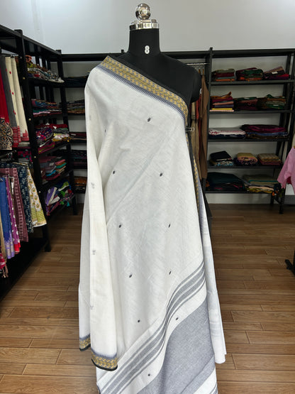 WHITE DHANIAKHALI SAREE