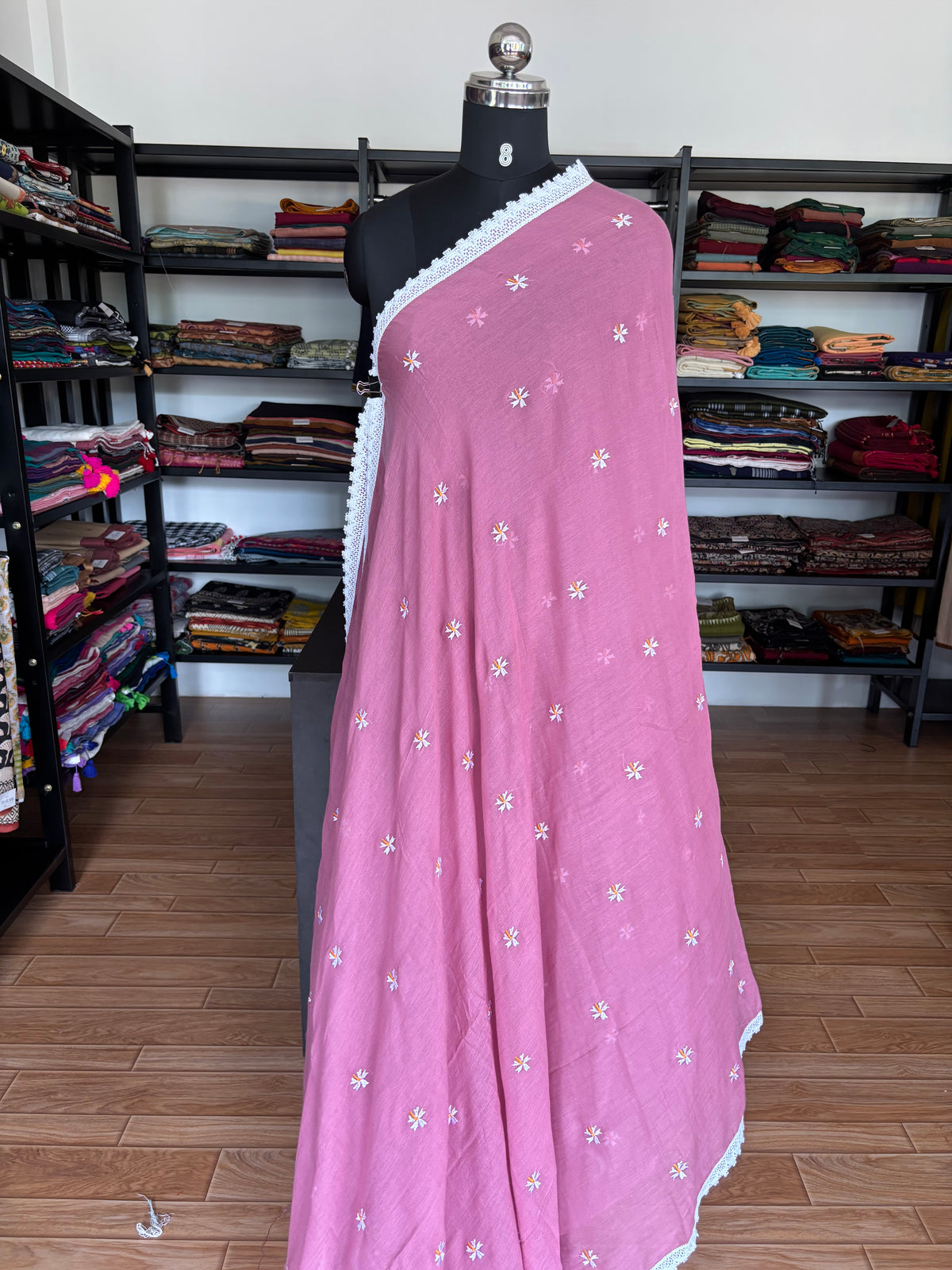 PINK PARIJATHA MUL SAREE