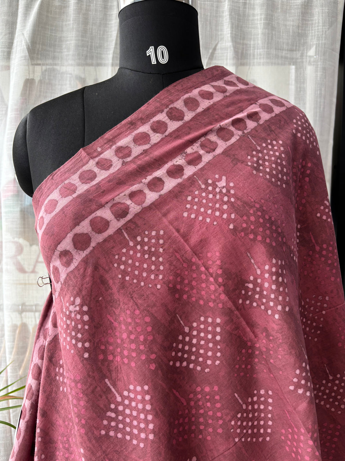 MAROON DABU MUL SAREE