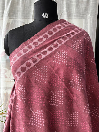 MAROON DABU MUL SAREE