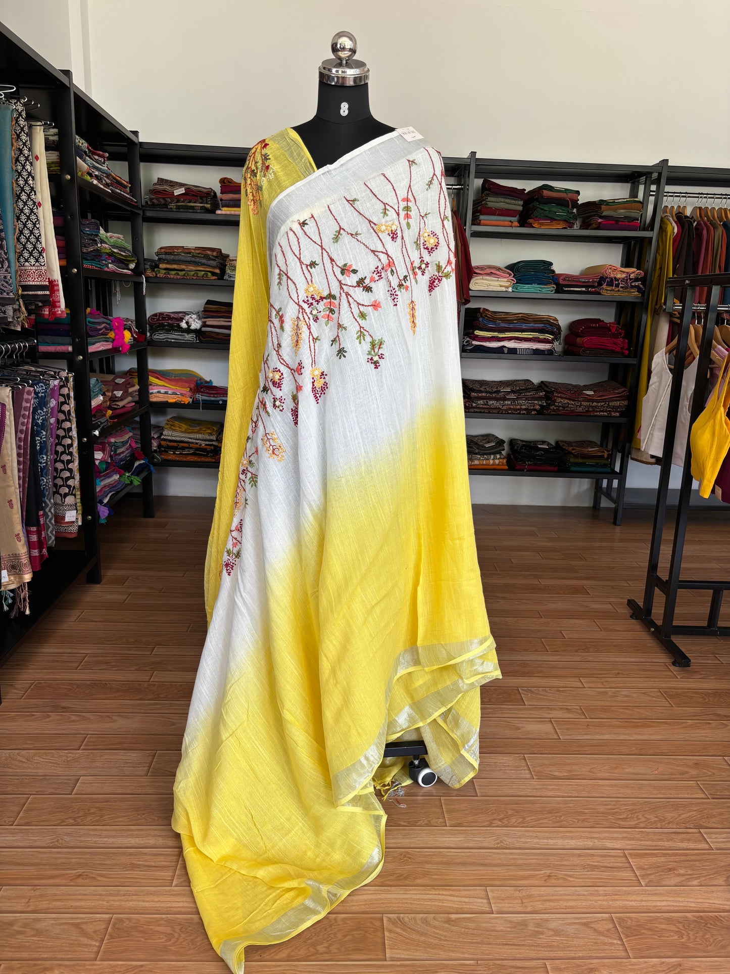 YELLOW LINEN SAREE