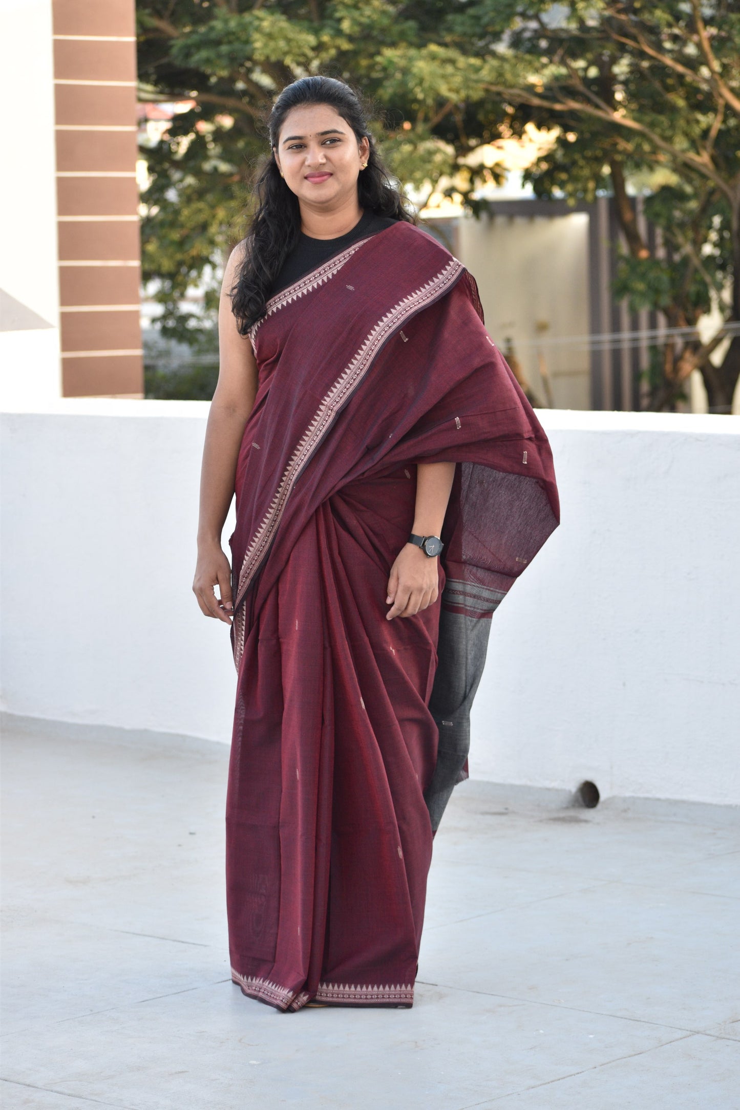 MAROON DHANIAKHALI SAREE