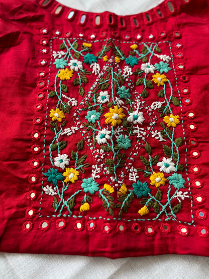 Red Embroidered blouse