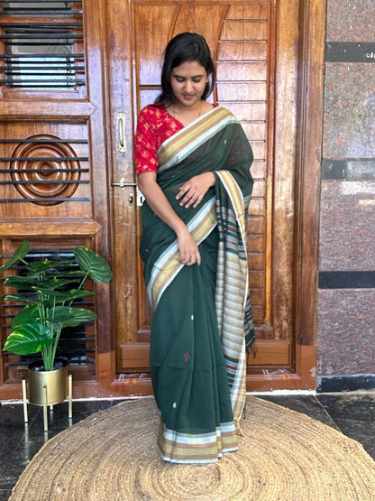 Green jamdani saree