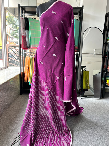 PURPLE MUL JAMDANI SAREE