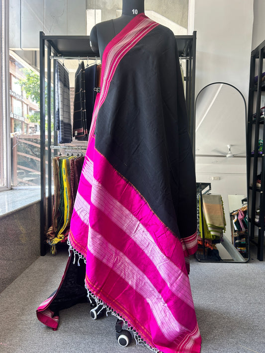 BLACK HANDLOOM ILKAL SAREE