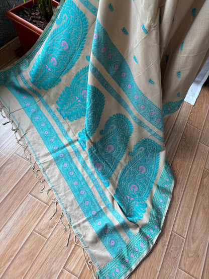 BEIGE MERCERISED SAREE