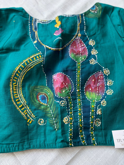 Blue hand painted blouse