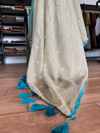 GREY PARIJATHA MUL SAREE