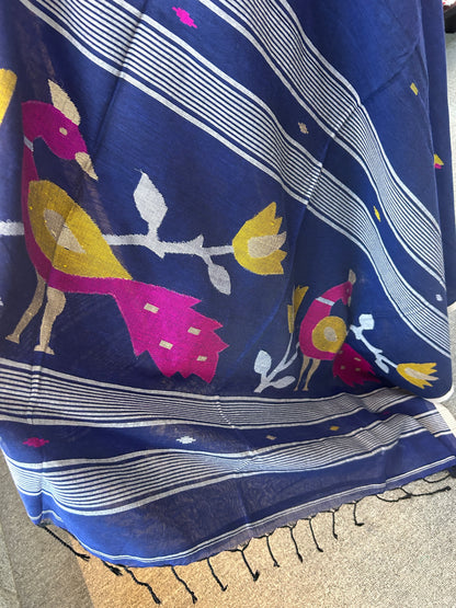 BLUE MUL JAMDANI SAREE