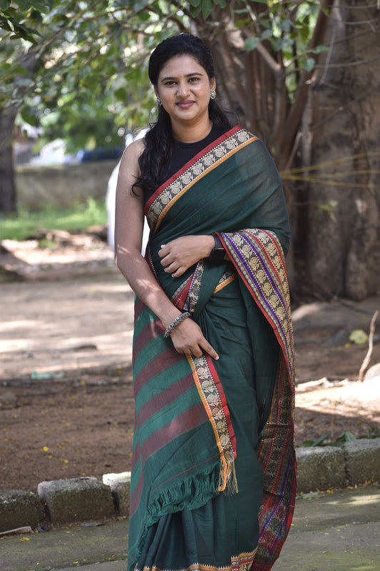 Green Narayanpet saree.