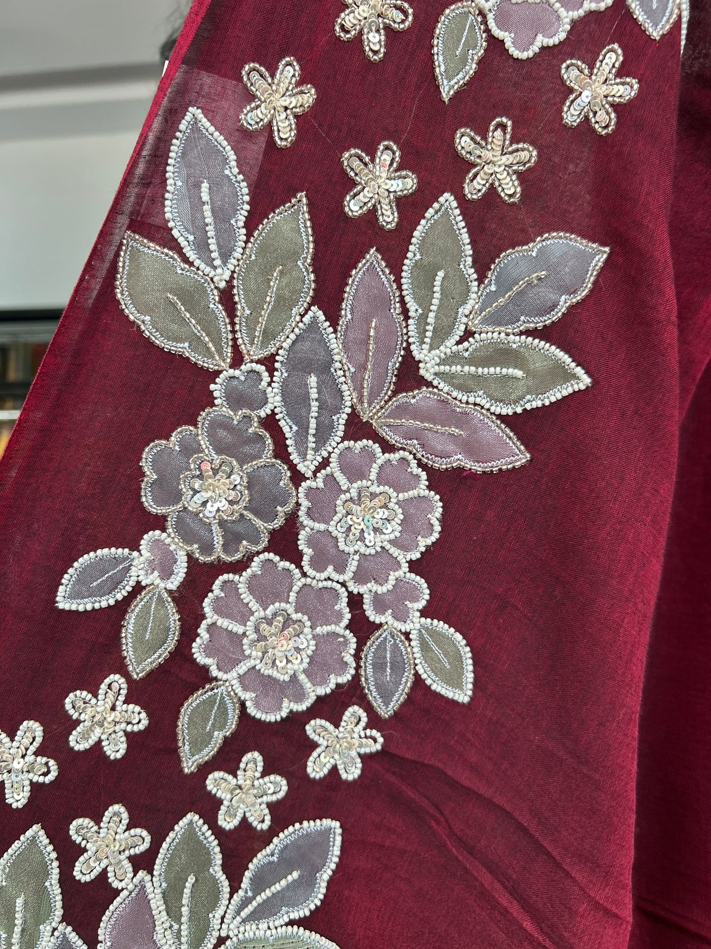 BROWN SEQUIN MUL SAREE