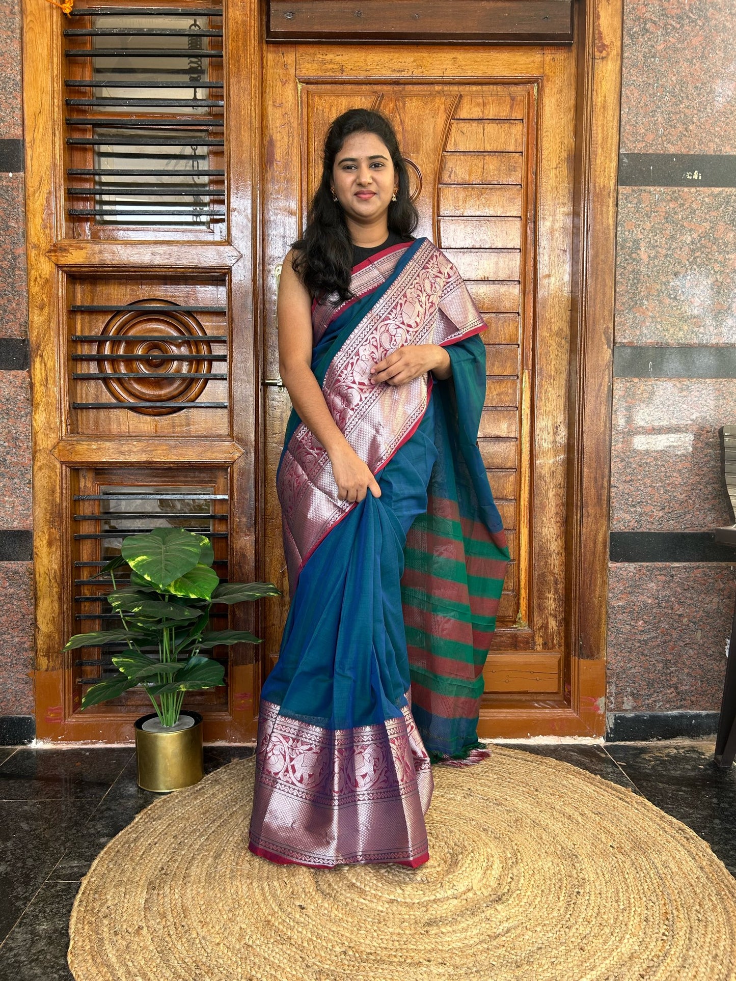 Blue Narayanpet saree.