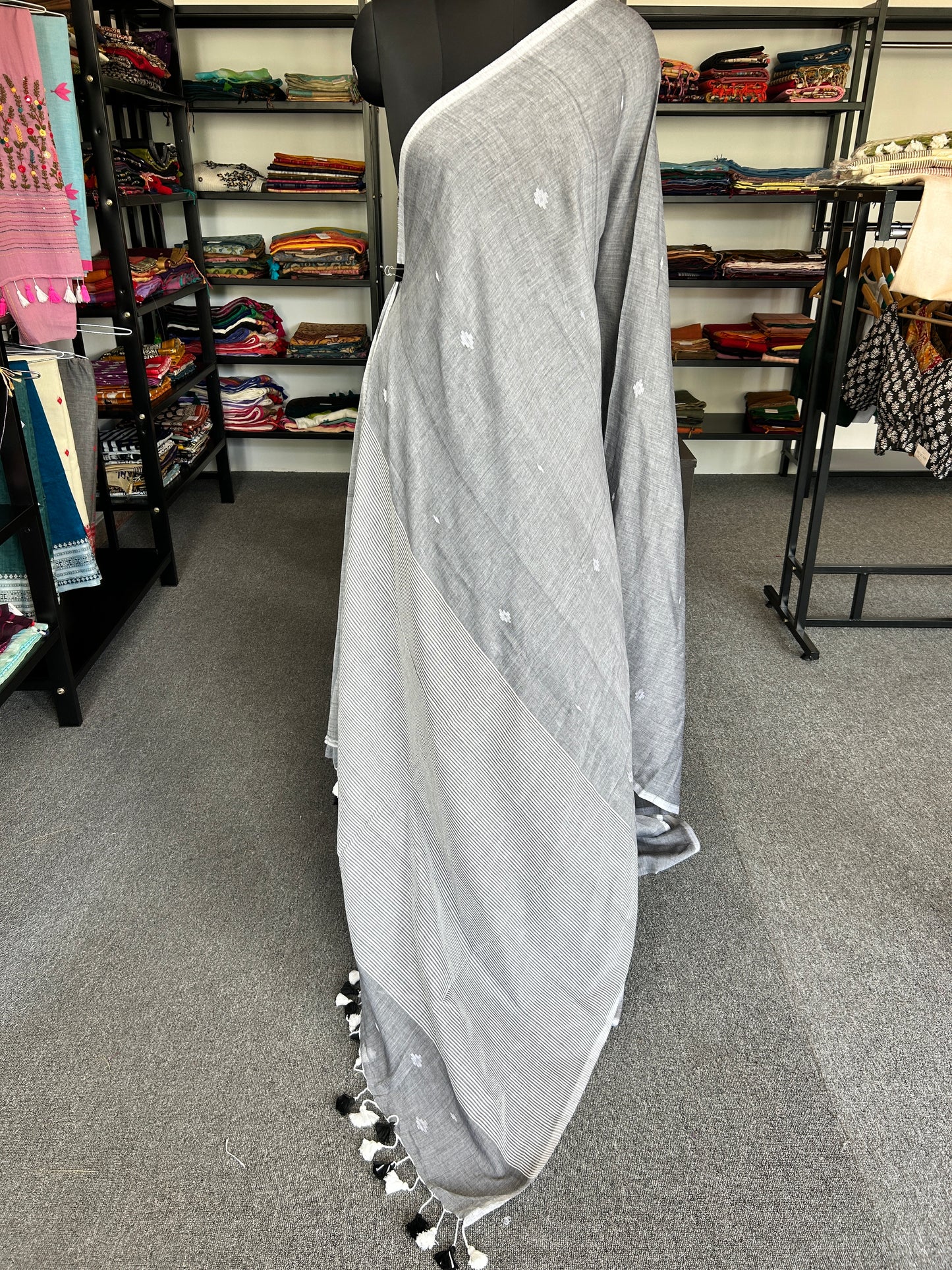 GREY JAMDANI SAREE