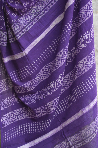 Purple dabu mul saree