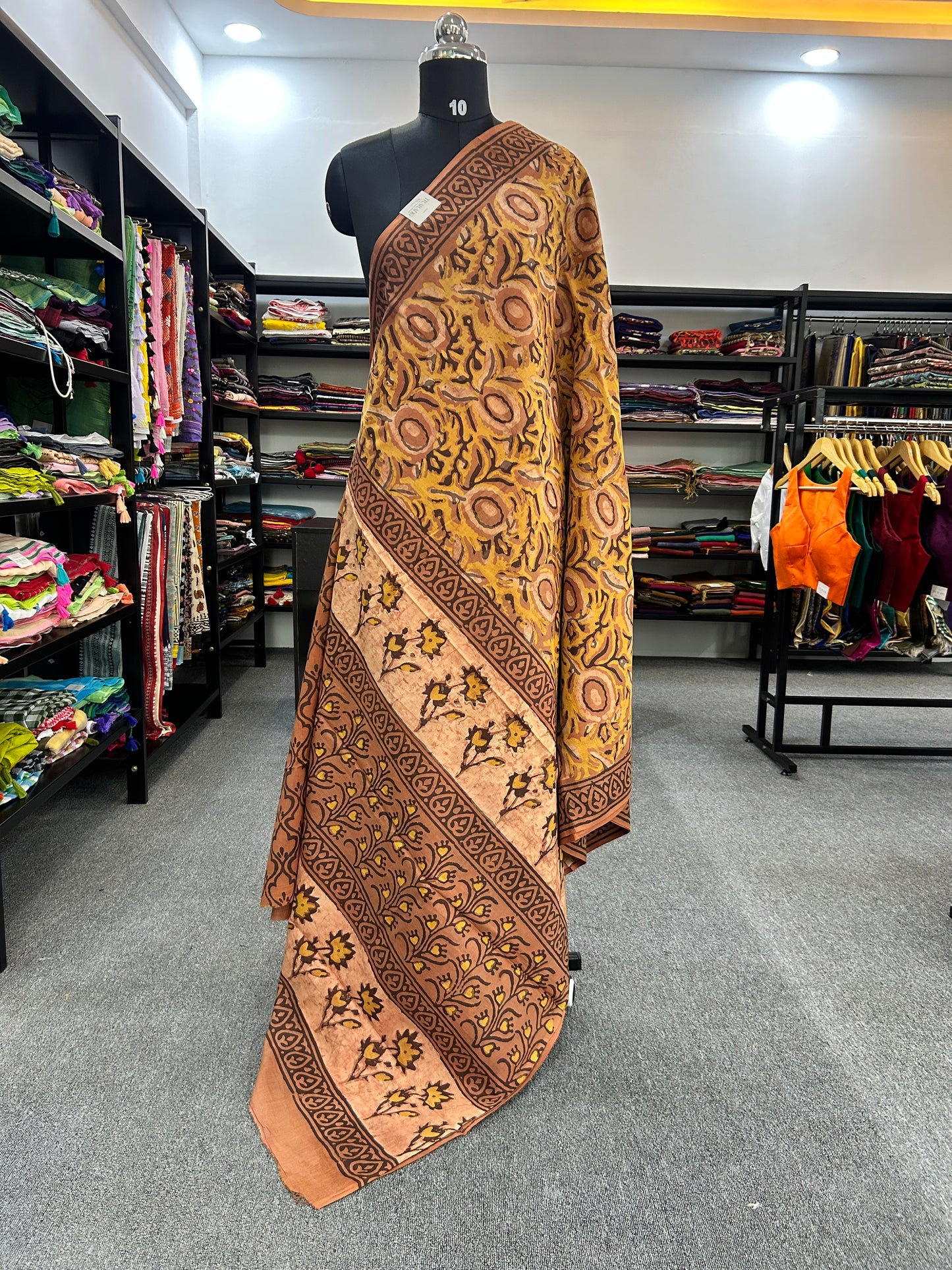 ORANGE AJRAKH MUL SAREE