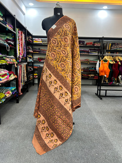 ORANGE AJRAKH MUL SAREE