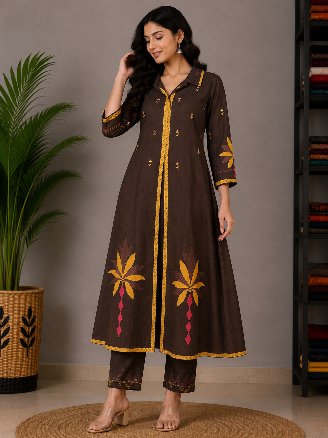 BROWN GAMTHI COTTON SUIT