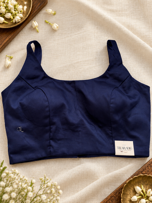 NAVY BLUE COTTON BLOUSE