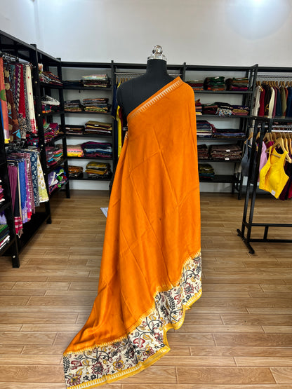 Orange kalamkari saree