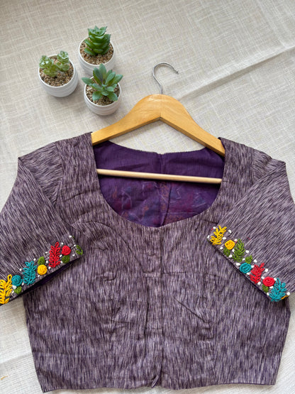 GREY EMBROIDERED  BLOUSE