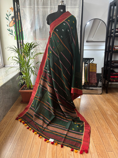 DARK GREEN JAMDANI SAREE