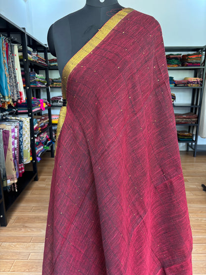 BROWN LINEN SAREE