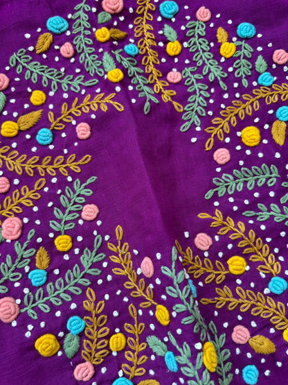 PURPLE EMBROIDERED  BLOUSE