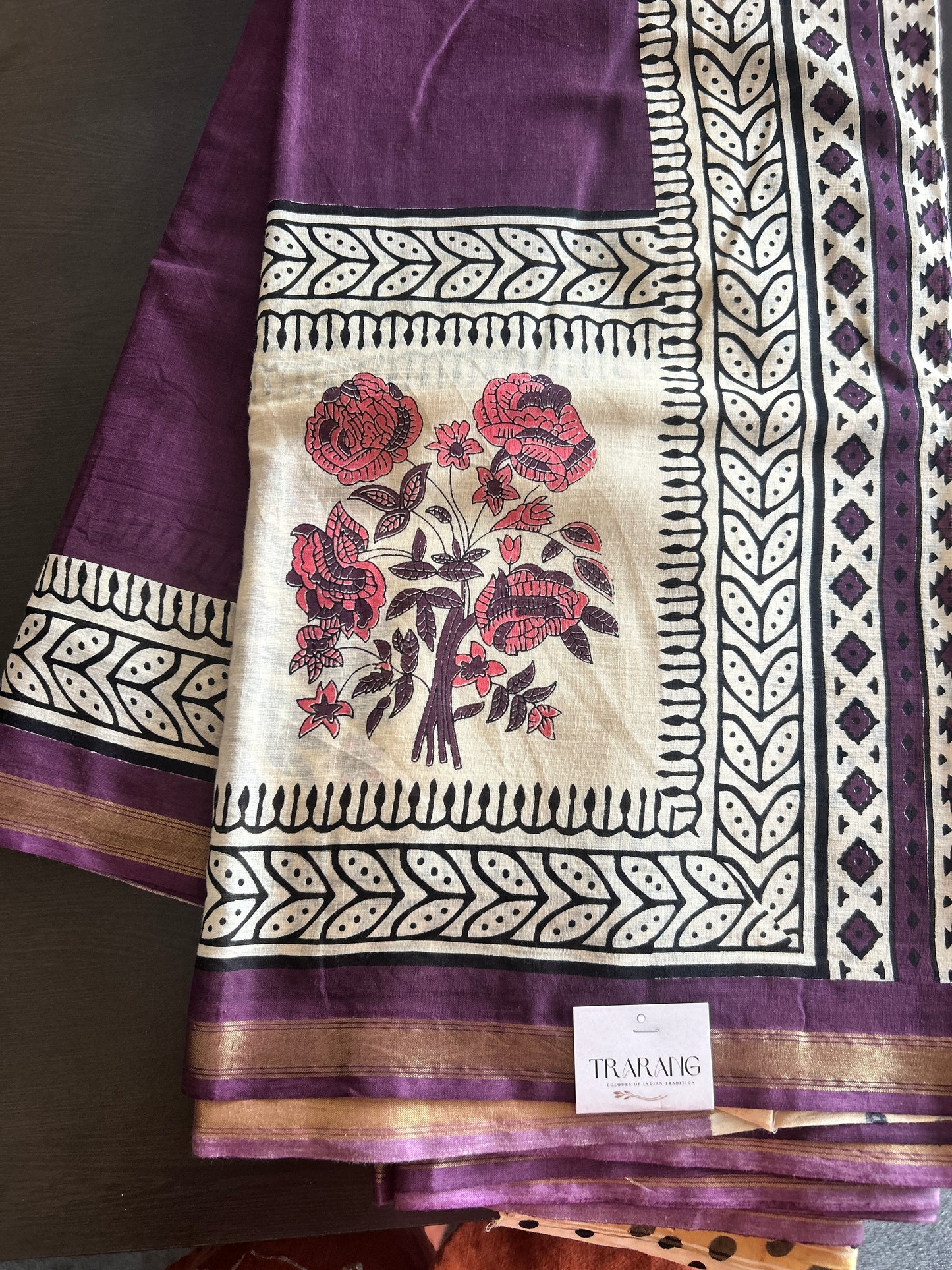 Purple chanderi mul cotton