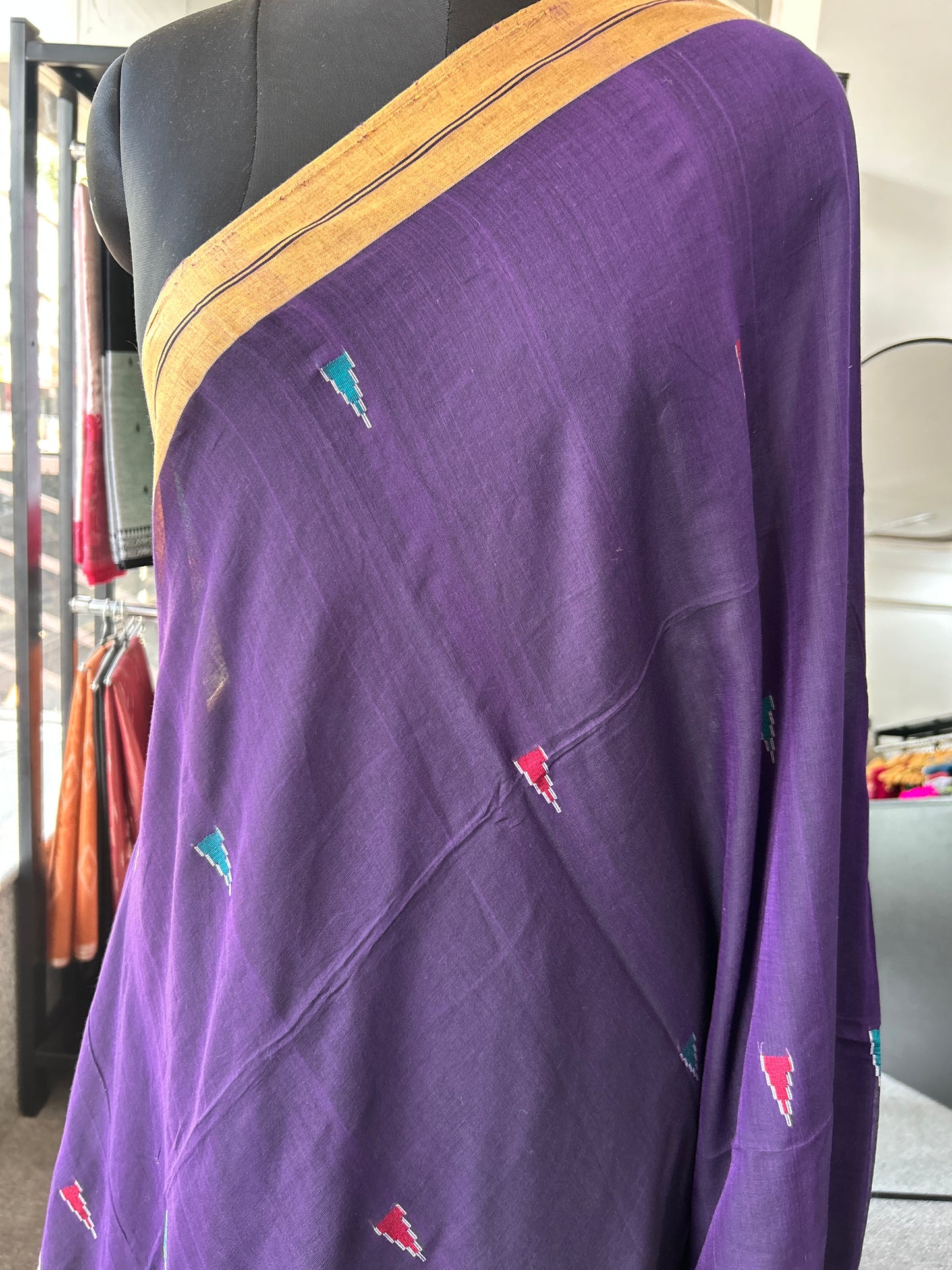 PURPLE MERCERISED JAMDANI