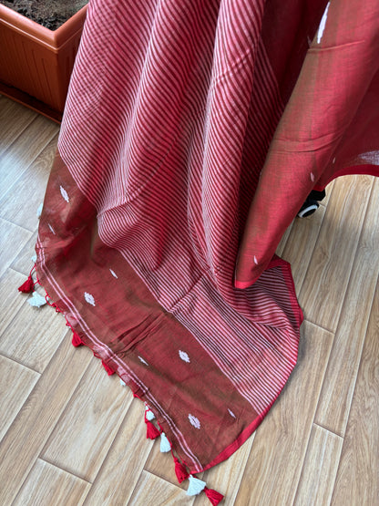 MAROON JAMDANI SAREE