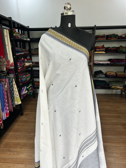 WHITE DHANIAKHALI SAREE