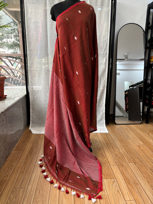 MAROON JAMDANI SAREE