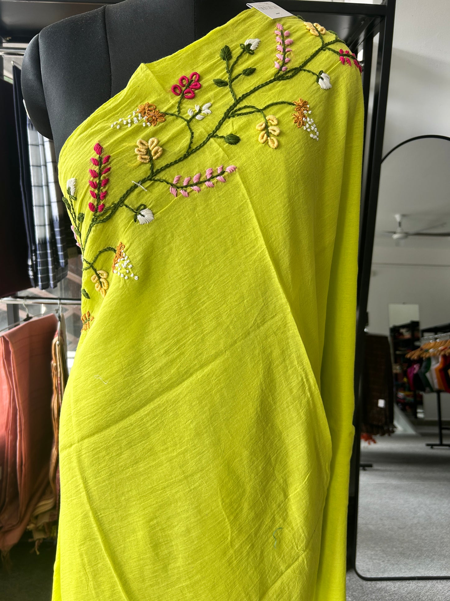 GREEN KATHA MUL SAREE