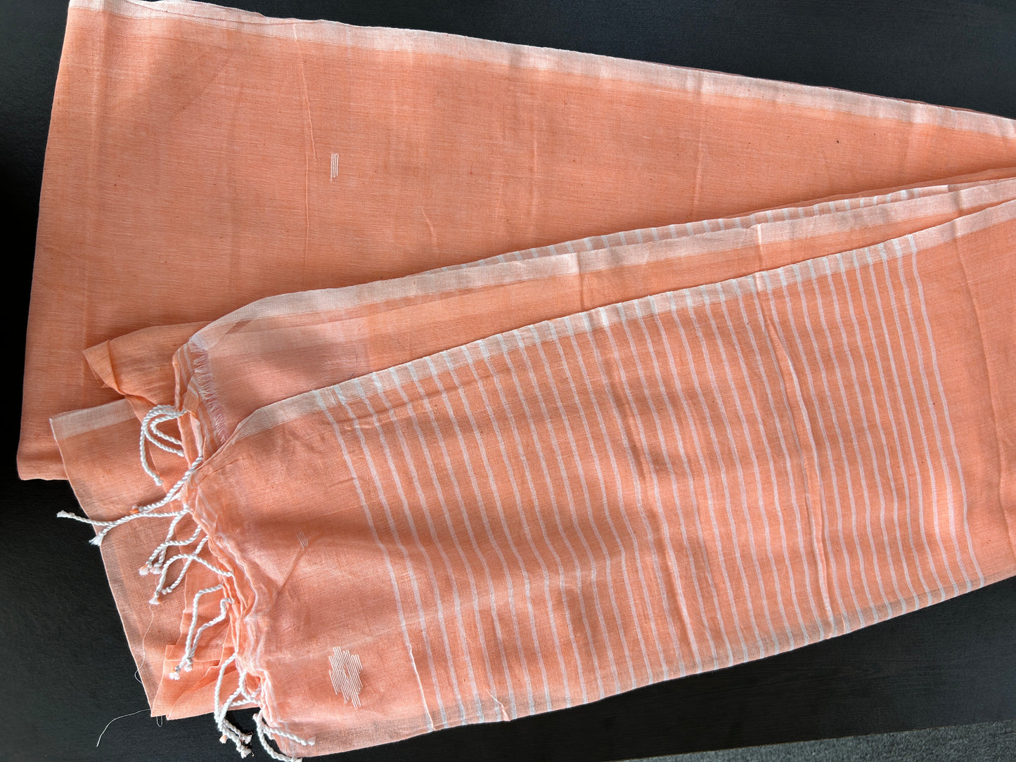 PEACH MUL JAMDANI SAREE
