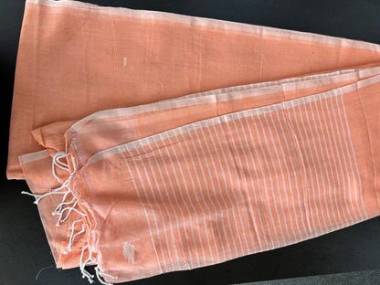 PEACH MUL JAMDANI SAREE