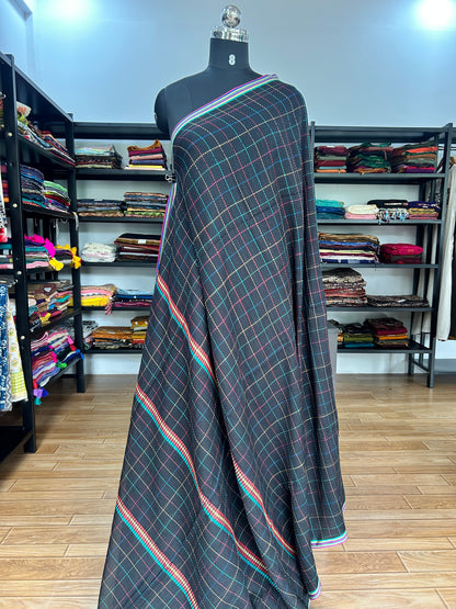 BLACK KATHA CHECKS  MUL SAREE