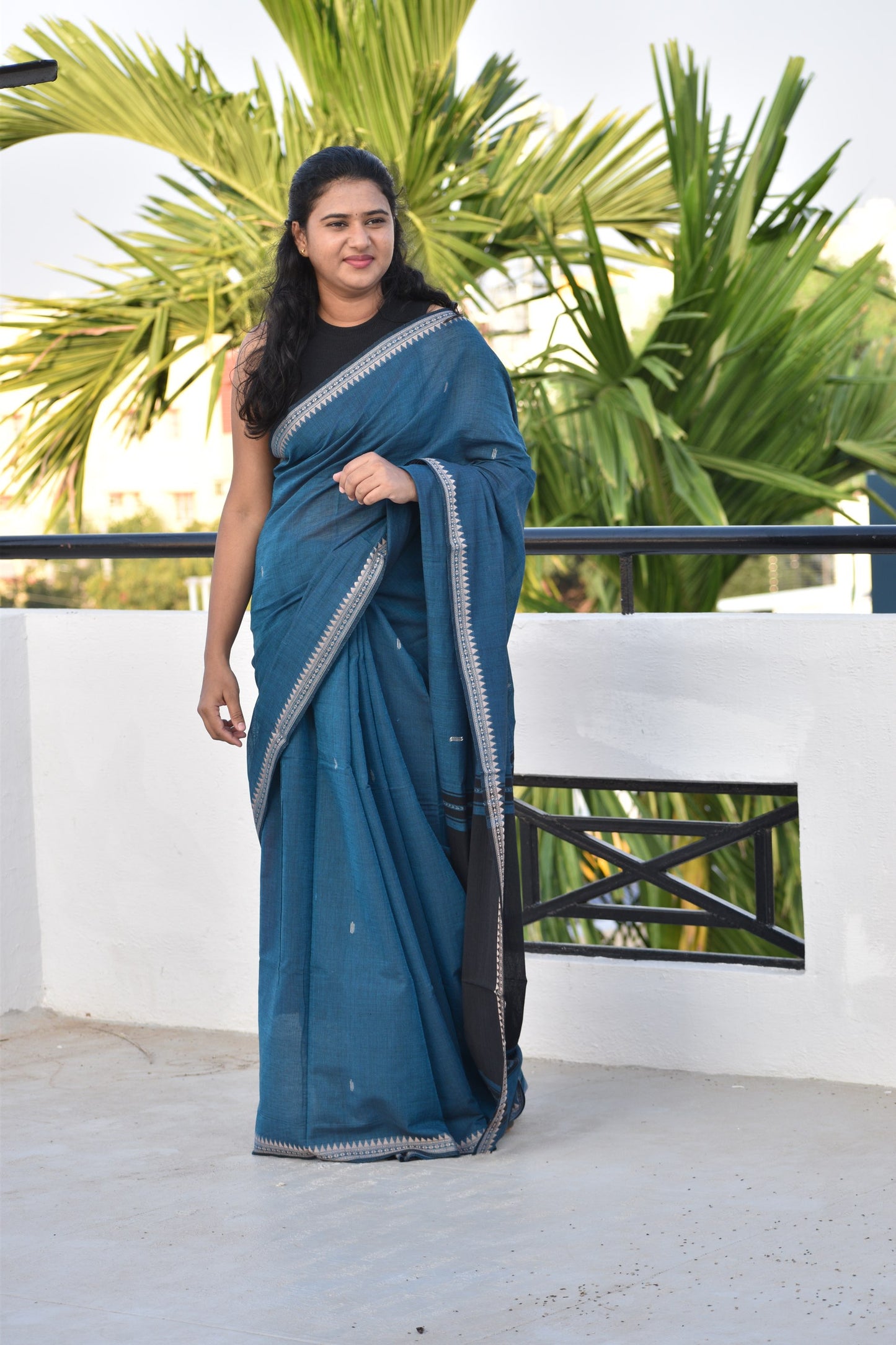 BLUE DHANIAKHALI SAREE