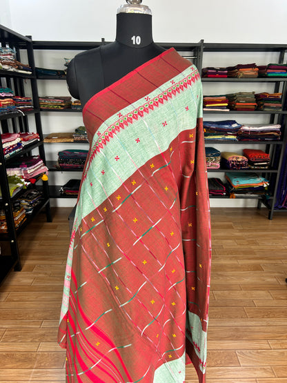 MARRON DHANIAKHALI SAREE