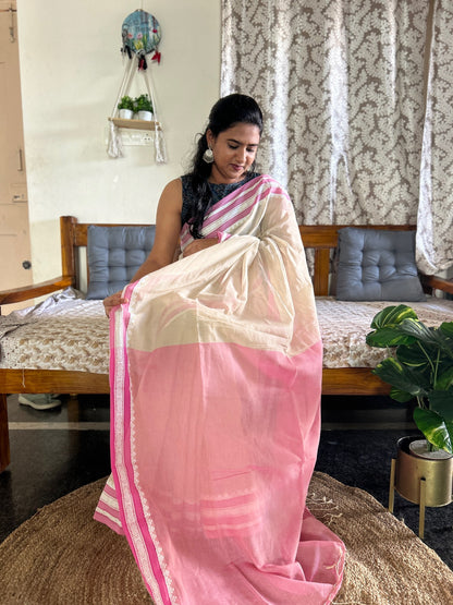 BEIGE MERCERISED SAREE