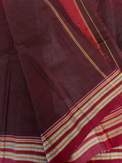 BROWN HANDLOOM ILKAL SAREE