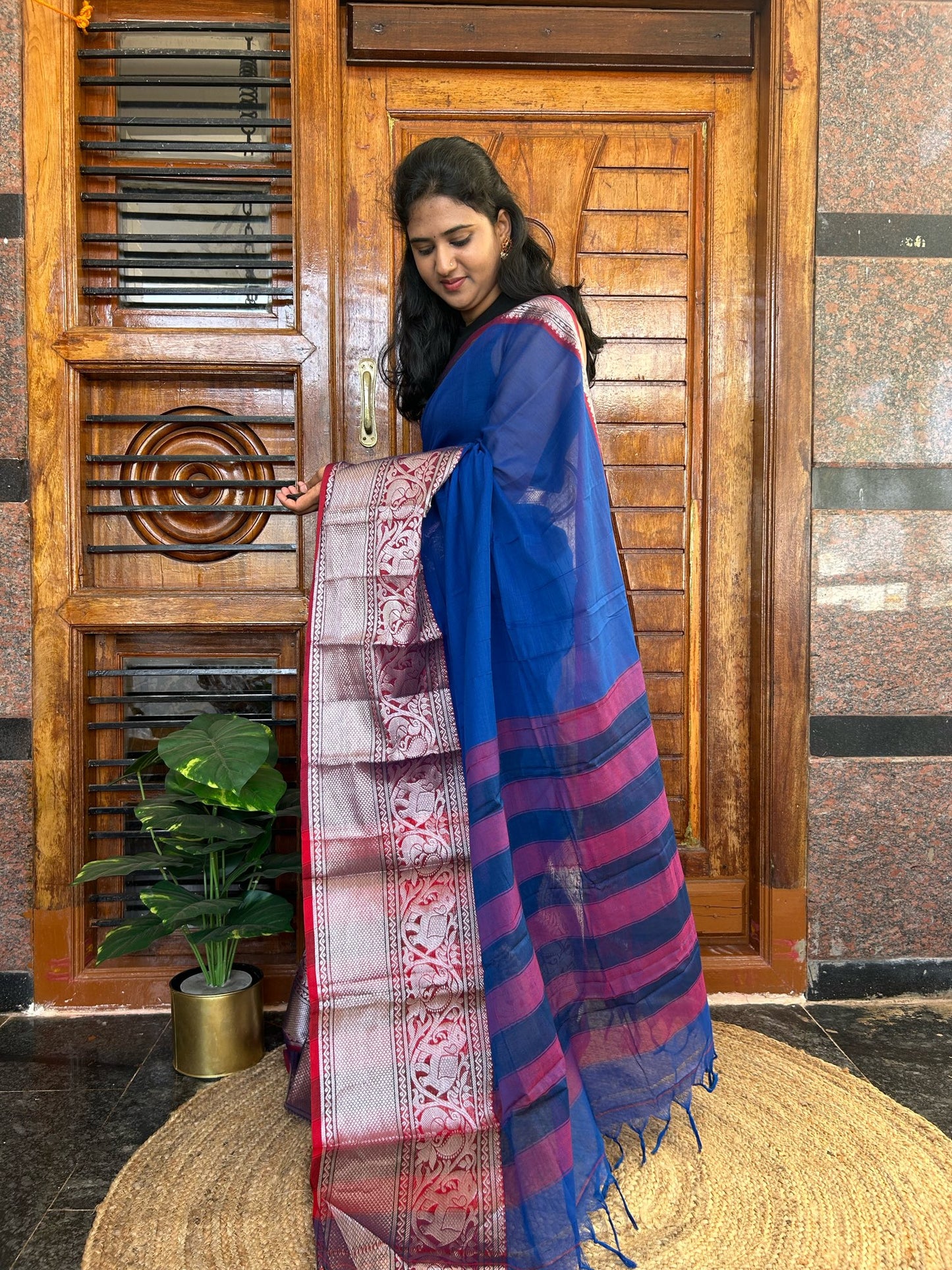 Blue Narayanpet saree.