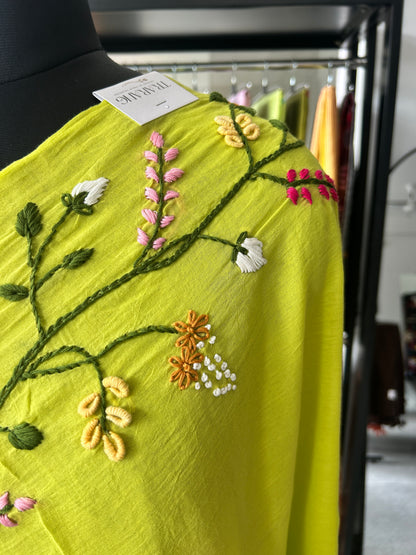 GREEN KATHA MUL SAREE