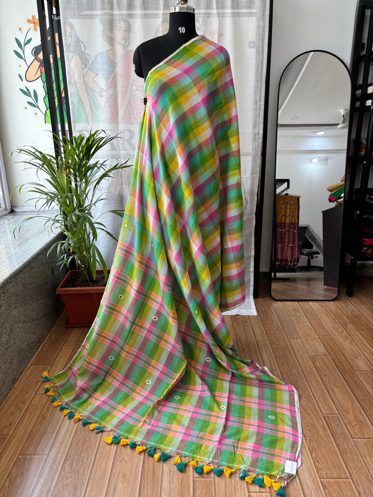 LIGHT GREEN INSPIRED BHUJODI SAREE
