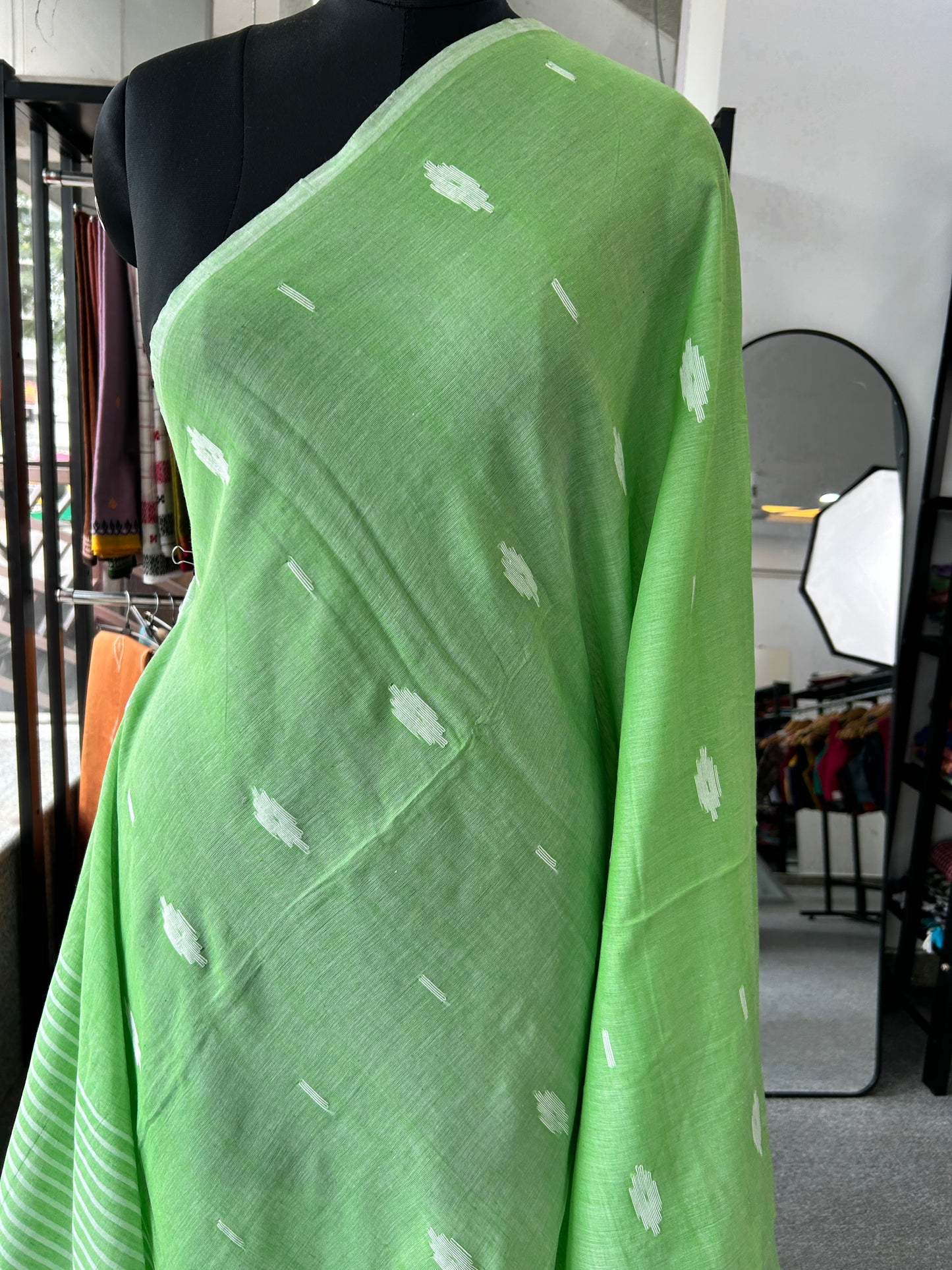 GREEN MUL JAMDANI SAREE