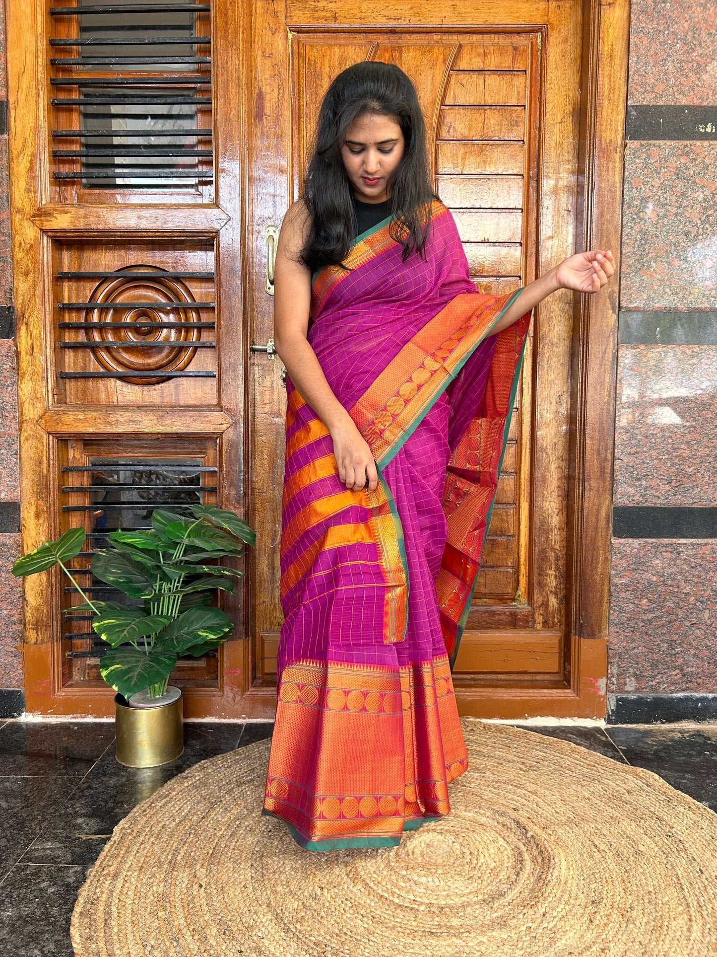 Pink Narayanpet saree.