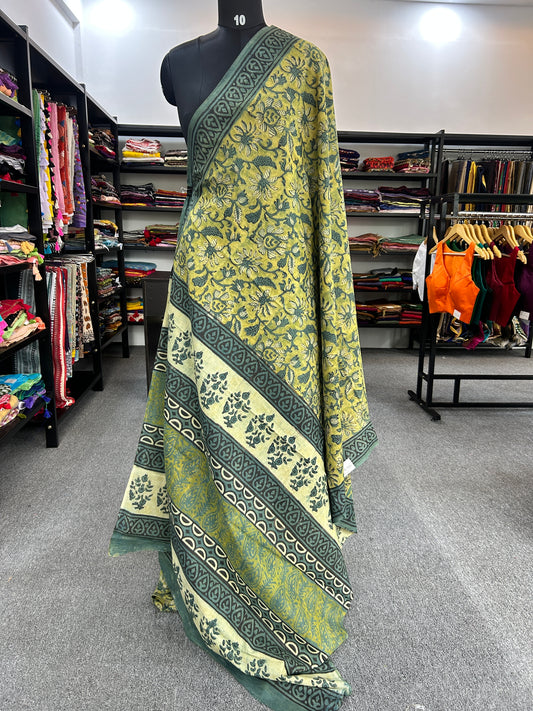 GREEN AJRAKH MUL SAREE