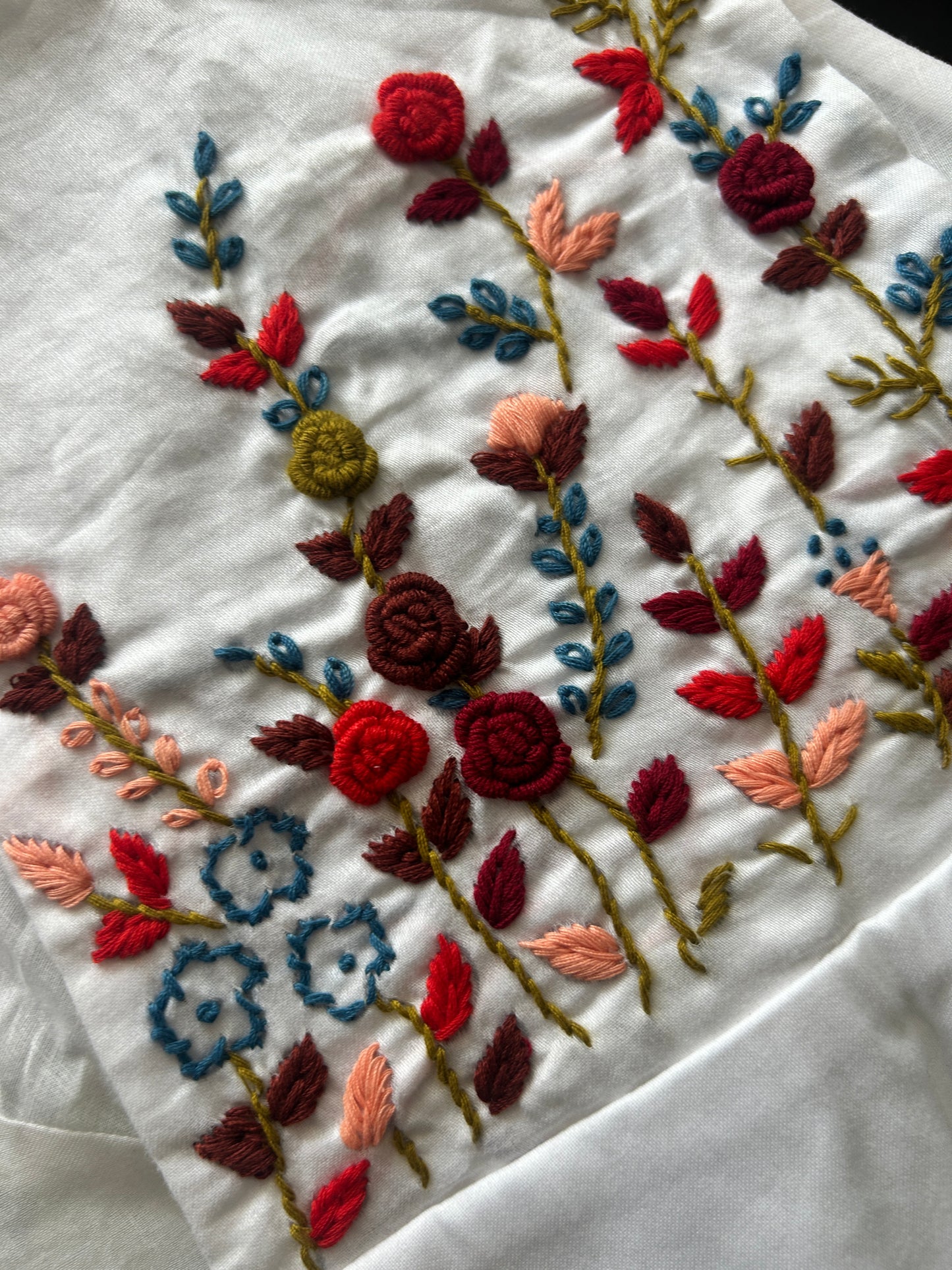 White boho embroidered blouse