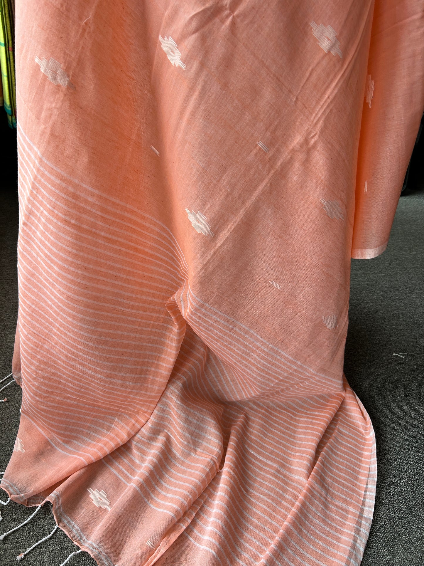 PEACH MUL JAMDANI SAREE