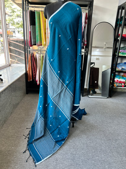 TEAL MERCERISED JAMDANI